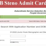 PSSSB Stenotypist & Jr Steno Admit Card 2023 – Punjab Language Test Admit Card Download