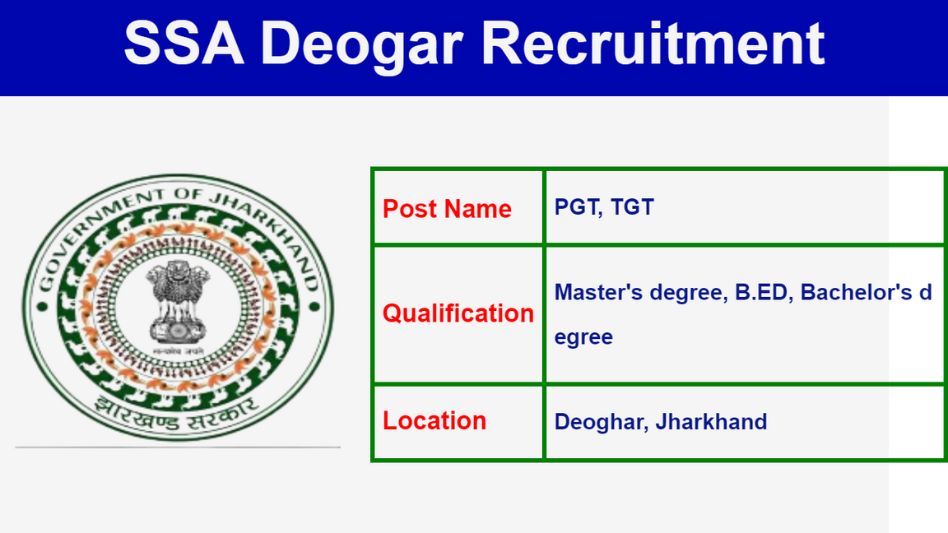 SSA Deogar TGT & PGT Recruitment 2023 – Apply for 149 Posts